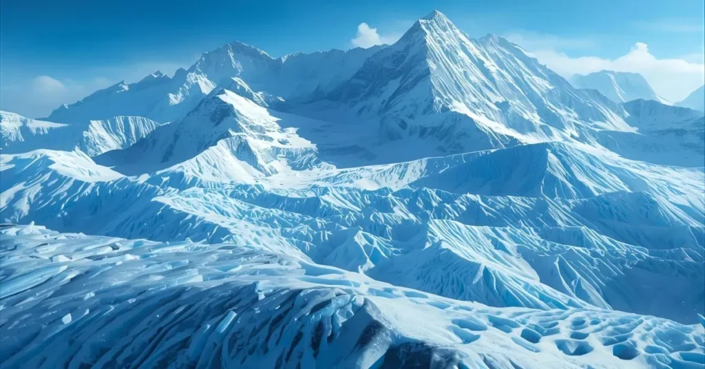 The mountains are frozen waves