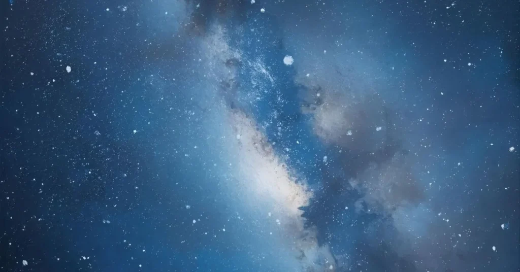 The night is a dark canvas painted with silver stars