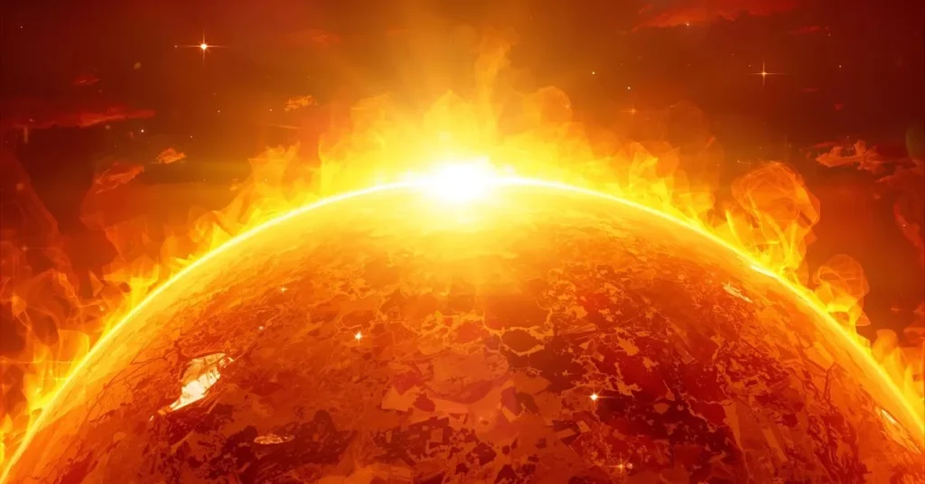 The sun is a burning jewel