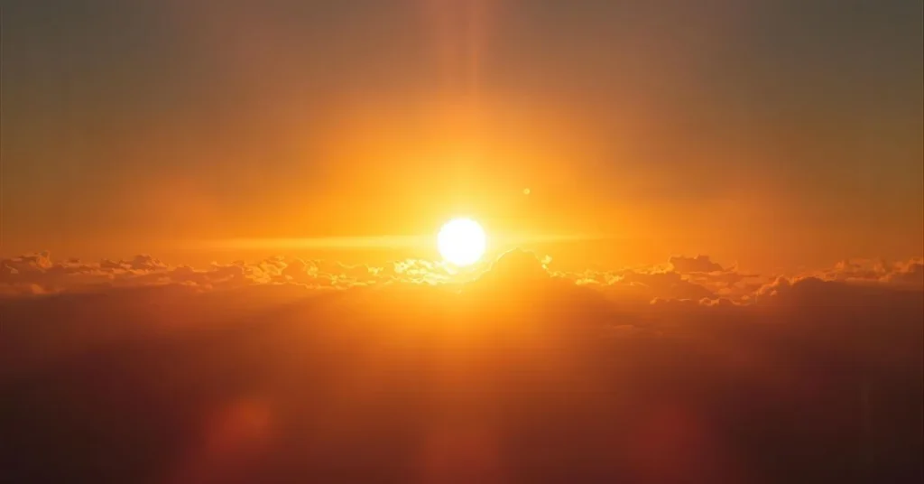 The sun is a glowing heart